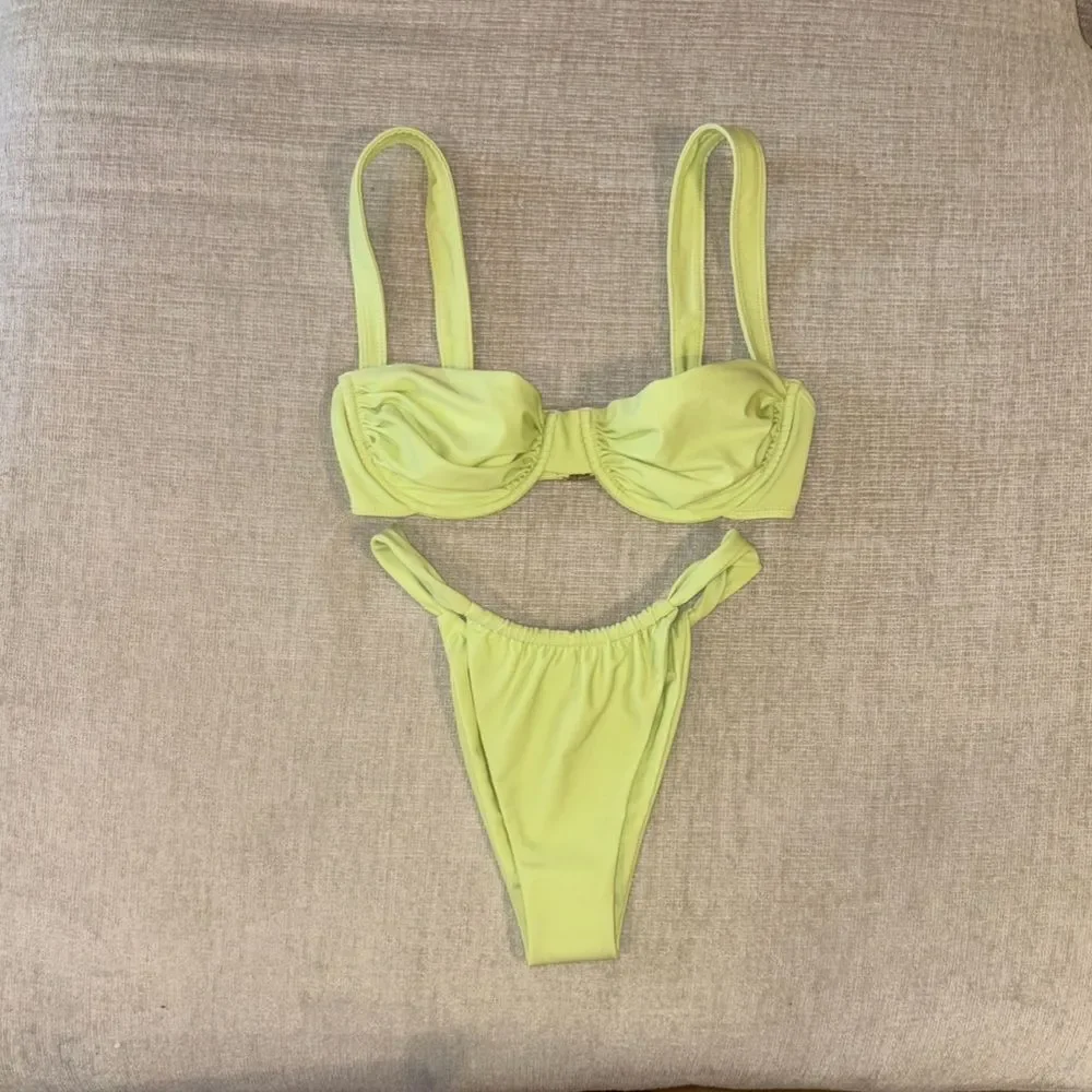 FP x Belle the Label Bikini Set Oracle Top Bare Bottom Honeydew Medium Small NEW